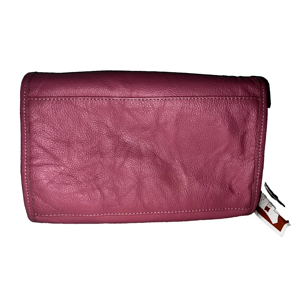 American Procurement Co Pink Leather Travelers Hanging Toiletry Bag Organizer